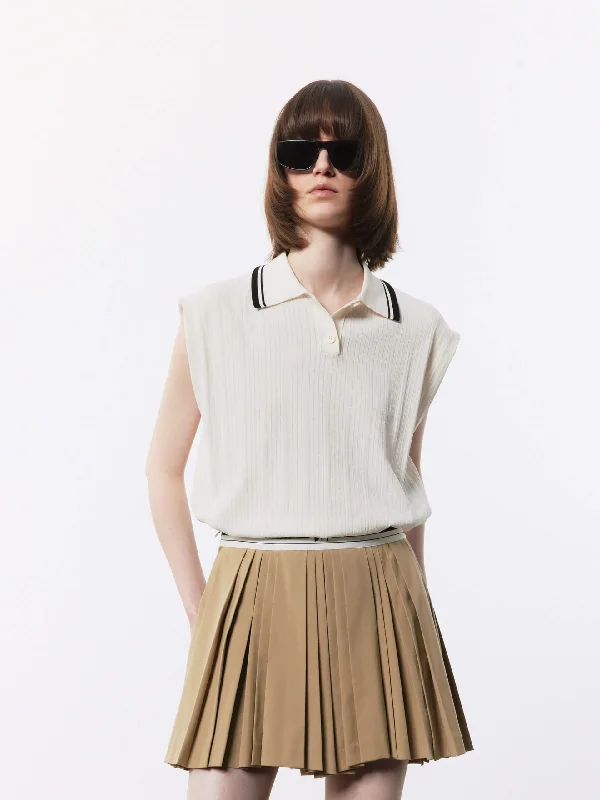 Men's Sweaters with Roll-Neck DesignsPolo Collar Sleeveless Top