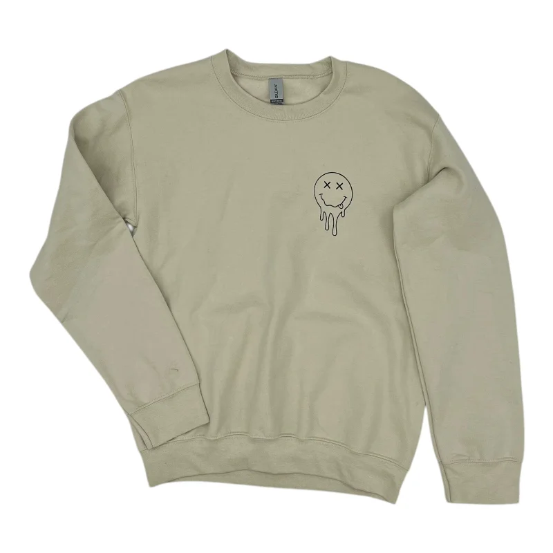 Men's Hoodies with Hidden ZippersSweatshirt Crewneck By Gildan In Tan, Size:S