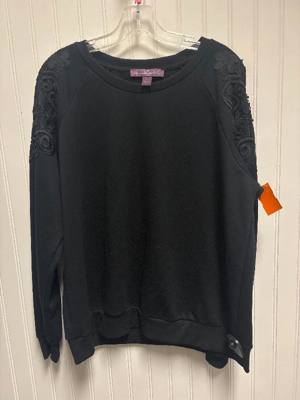 Men's Hoodies for CampingSweatshirt Crewneck By Gloria Vanderbilt In Black, Size: L