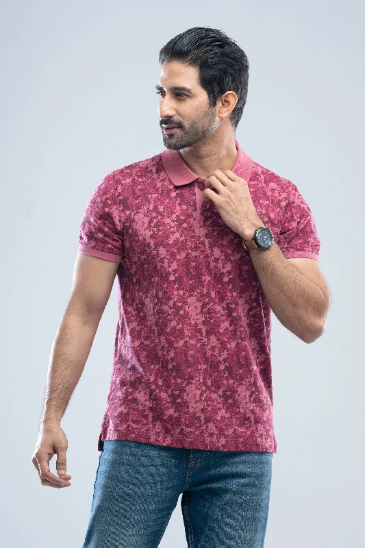 Men's Shirts with Appliqué DetailsRegular Fit Printed Polo Shirt