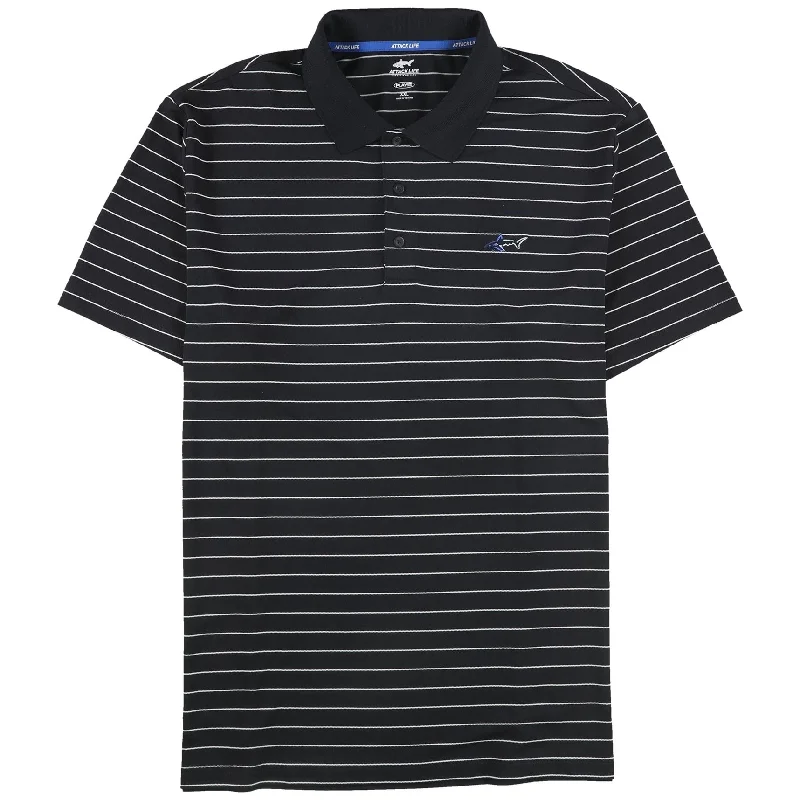 Men's Shirts with Velcro ClosuresGreg Norman Mens Striped Rugby Polo Shirt, Black, Small Men's Shirts with Velcro ClosuresGreg Norman Mens Striped Rugby Polo Shirt, Black, Small