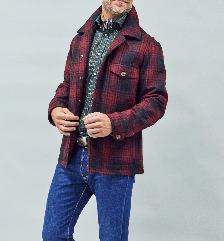 Men's Coats with Snap ButtonsMarco Overshirt in Red/Black Plaid