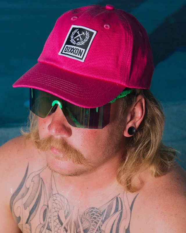 Colorful Straw Hats6-Panel Curved Bill Box Crest Hat - White & Pink