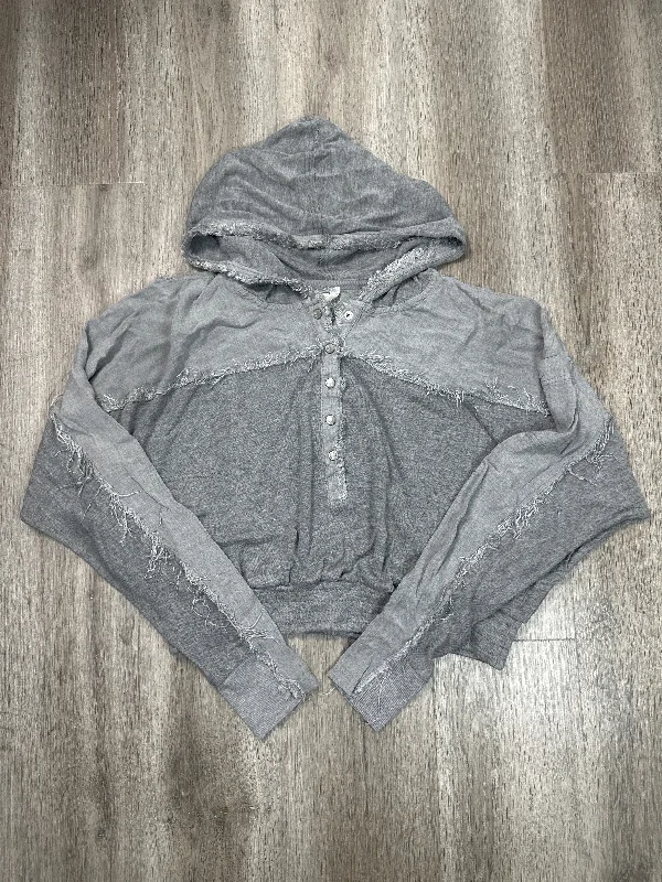 Men's Hoodies with Embroidered PatchesSweatshirt Hoodie By Free People In Grey, Size: M