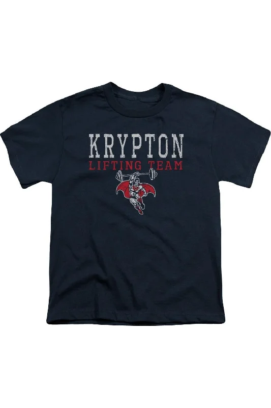 Men's Shirts with Appliqué DetailsDC Comics Krpton Lifting Short Sleeve Youth Tee / T-Shirt Men's Shirts with Appliqué DetailsDC Comics Krpton Lifting Short Sleeve Youth Tee / T-Shirt