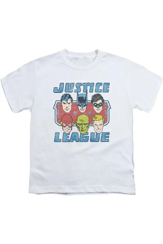 Stylish Men's HenleysDC Comics Faces Of Justice Short Sleeve Youth Tee / T-Shirt