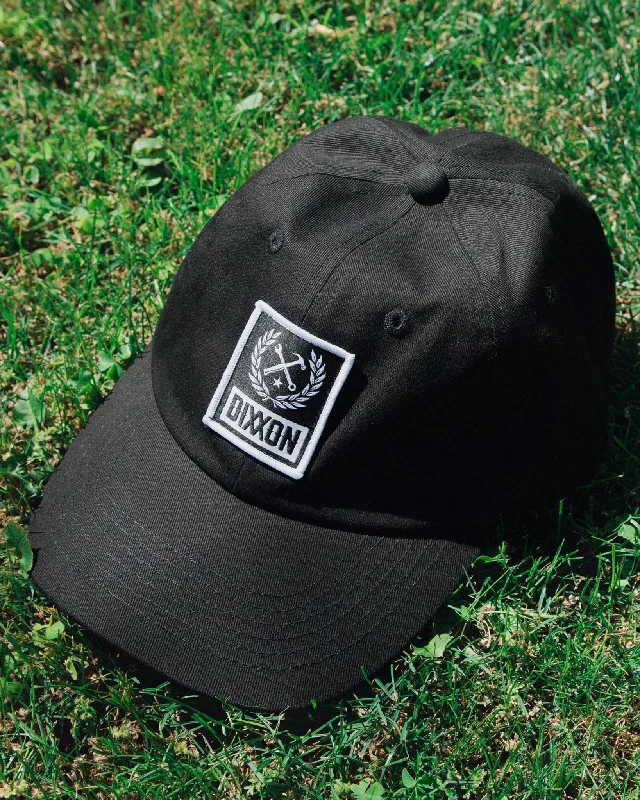 Beach Bucket Caps6-Panel Curved Bill Box Crest Hat - White & Black