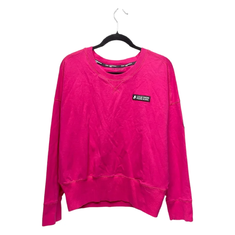 Men's Hoodies with Adjustable SleevesSweatshirt Crewneck By Karl Lagerfeld In Pink, Size: L Men's Hoodies with Adjustable SleevesSweatshirt Crewneck By Karl Lagerfeld In Pink, Size: L