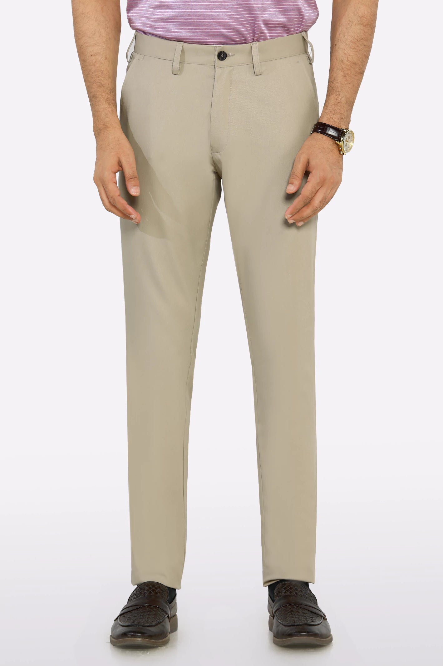 Men's Ripped JeansBeige Smart Fit Cotton Chino