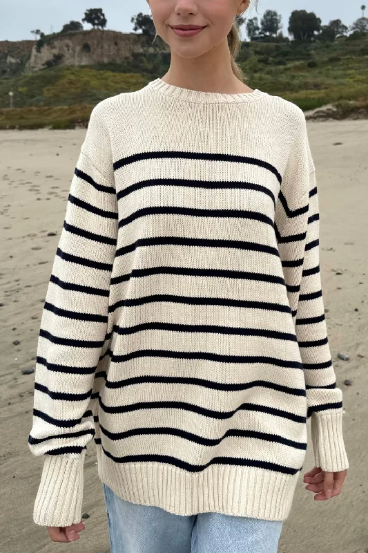 Men's Sweaters with Thumbholes in SleevesBrianna Cotton Thin Stripe Sweater