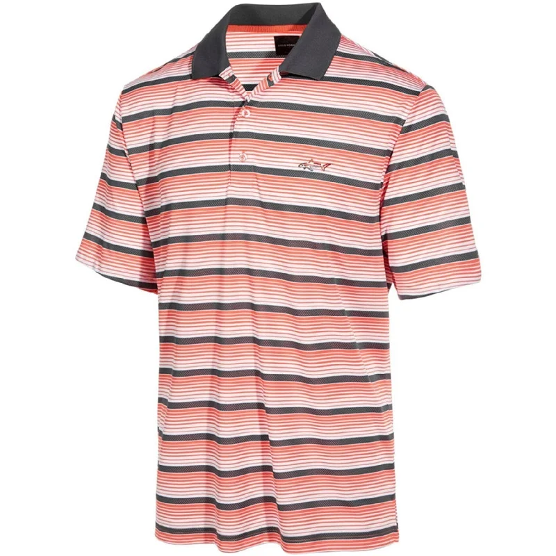 Men's Shirts with Full PlacketsGreg Norman Mens Multi Striped Performance Rugby Polo Shirt, Orange, Small Men's Shirts with Full PlacketsGreg Norman Mens Multi Striped Performance Rugby Polo Shirt, Orange, Small