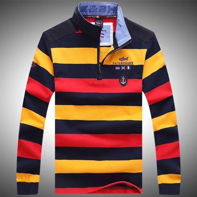 Men's Shirts with Animal PrintsTace & Shark Brand Polo Shirts Long Sleeves T-Shirt