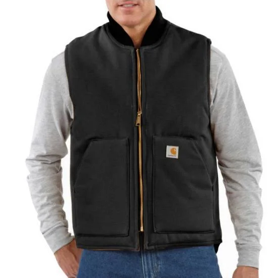 Weather-Resistant Men's CoatsMen's Relaxed Fit Firm Duck Insulated Rib Collar Vest - Black