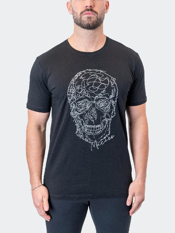 Men's Shirts with Floral PrintsTee ScribbleSkull Black