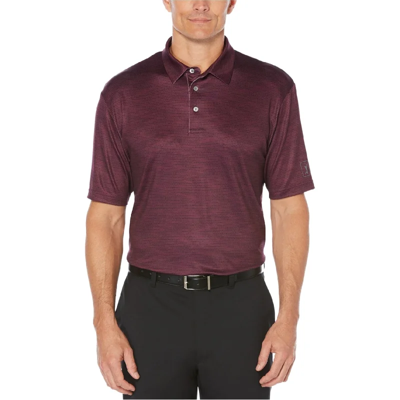 Men's Shirts with Barrel CuffsPGA Tour Mens Printed Rugby Polo Shirt, Red, Small