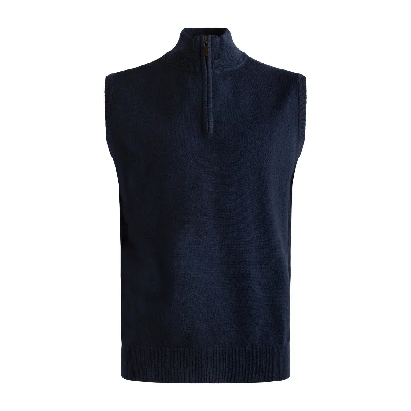Men's Sweaters for WinterCotton and Silk Blend Zip-Neck Sweater Vest in Navy by Viyella Men's Sweaters for WinterCotton and Silk Blend Zip-Neck Sweater Vest in Navy by Viyella