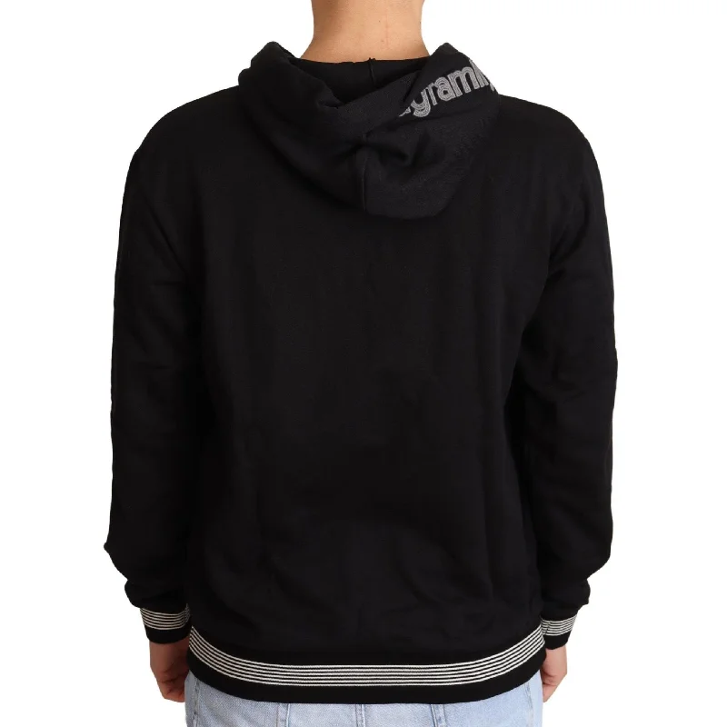 Cozy Men's Cable-Knit SweatersDolce & Gabbana Elegant Embroidered Black Cotton Men's Sweater