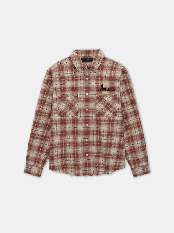 Men's Tab-Collar Shirts for a Crisp LookAMIRI SHOTGUN FLANNEL - Chocolate