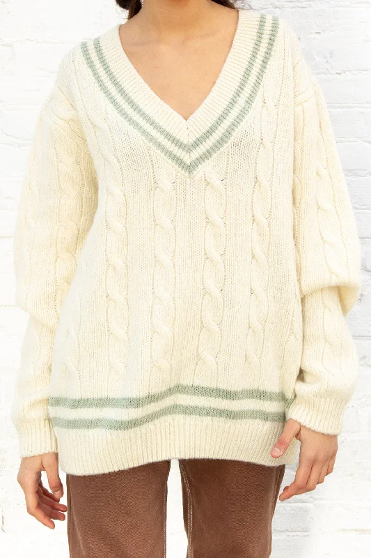 Ivory and Sage Knit Stripes