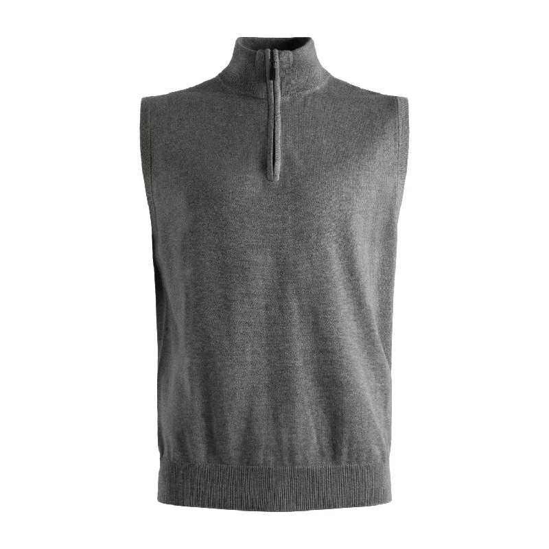 Classic Men's Wool SweatersCotton and Silk Blend Zip-Neck Sweater Vest in Grey by Viyella Classic Men's Wool SweatersCotton and Silk Blend Zip-Neck Sweater Vest in Grey by Viyella
