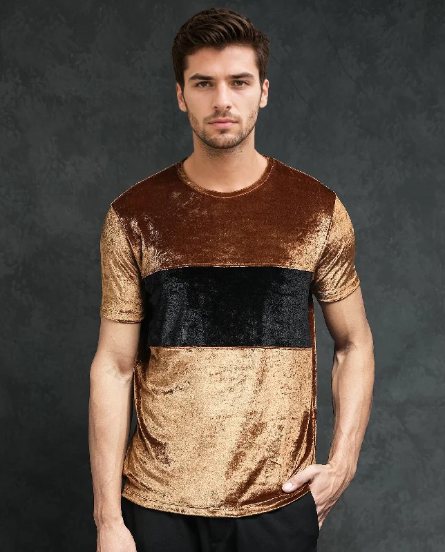 Men's Shirts for BoatingRare Rabbit Men's Timos Mustard Polyester Lycra Fabric Crew Neck Half Sleeves Cut and Sew Velvet Texture T-Shirt Men's Shirts for BoatingRare Rabbit Men's Timos Mustard Polyester Lycra Fabric Crew Neck Half Sleeves Cut and Sew Velvet Texture T-Shirt