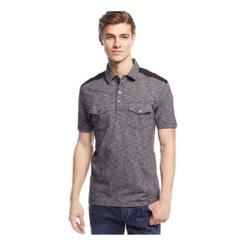 Men's Shirts with Mock NecksI-N-C Mens Topper Stripe Rugby Polo Shirt, Black, Small