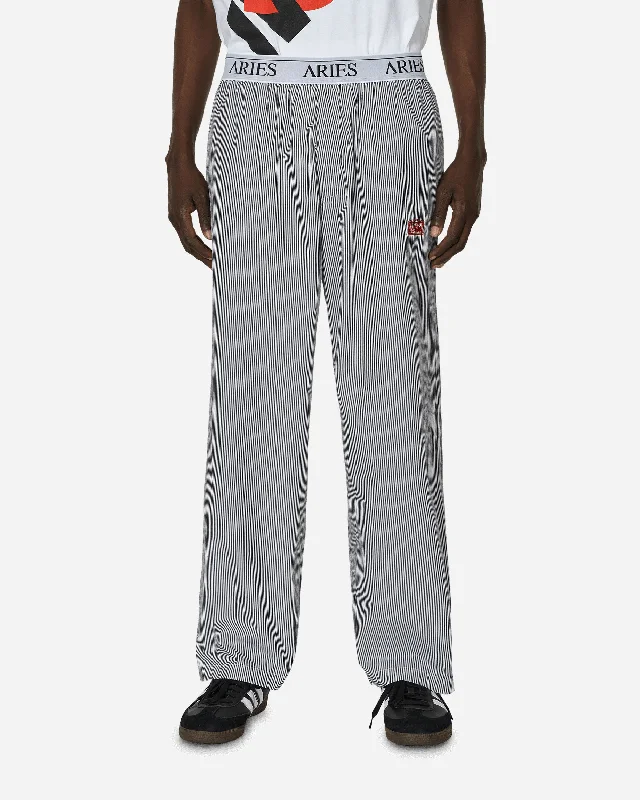 Striped Poplin Pants Black