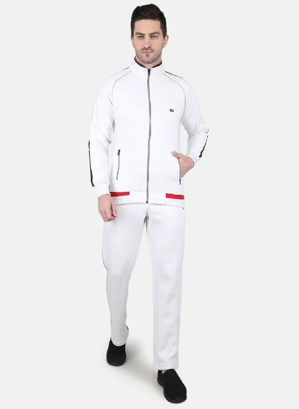 Men Beige Solid Tracksuit