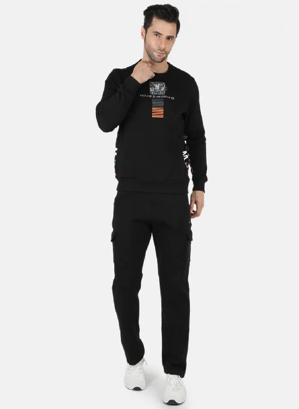 Men Black Printed Tracksuit