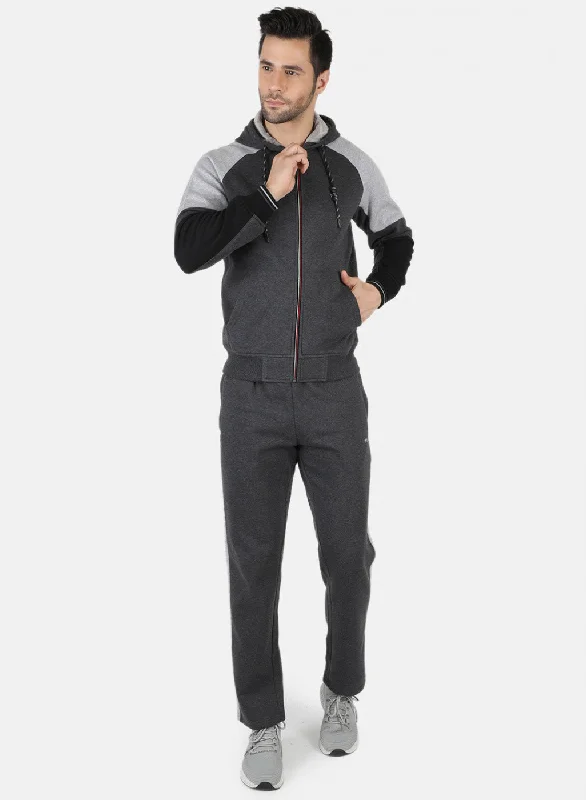 Men Grey Solid Tracksuit