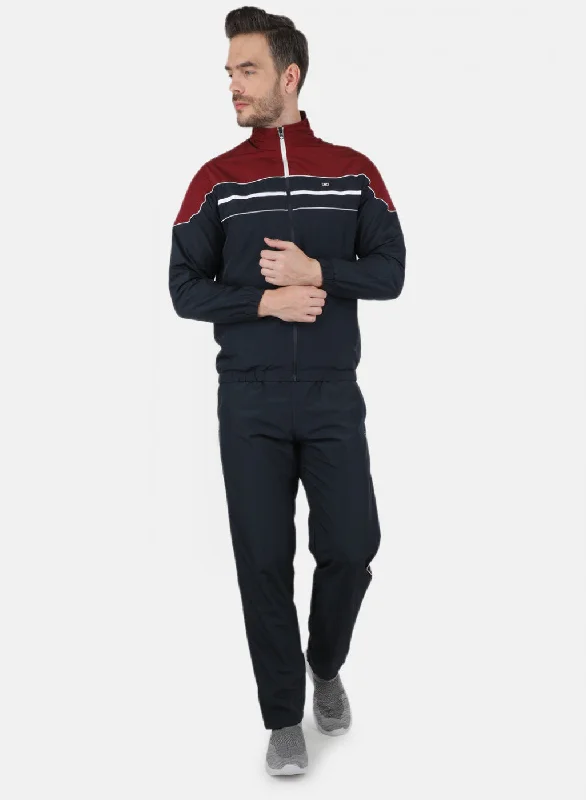 Men NAvy Blue Light Weight Cut & Sew Tracksuit