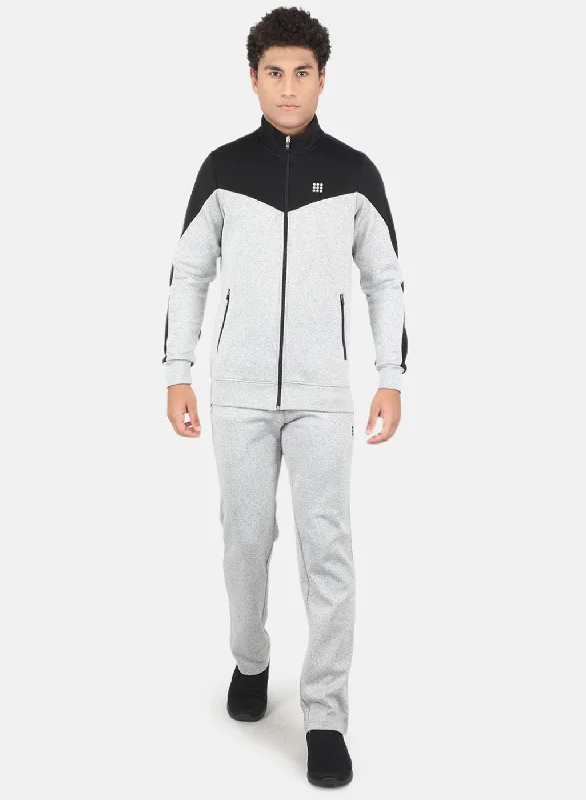 Men Grey Solid Tracksuit