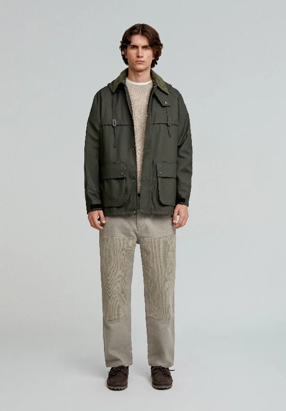 Men's Coats with Wind-Resistant FabricTECHNICAL JACKET WITH CORDUROY COLLAR