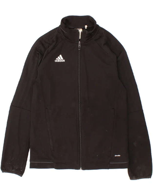 Men's Coats with Adjustable SleevesADIDAS Boys Climalite Tracksuit Top Jacket 11-12 Years Black Polyester
