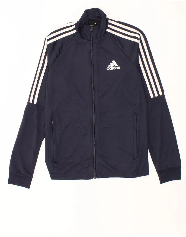 Classic Men's Trench CoatsADIDAS Boys Graphic Tracksuit Top Jacket 12-13 Years Navy Blue Polyester