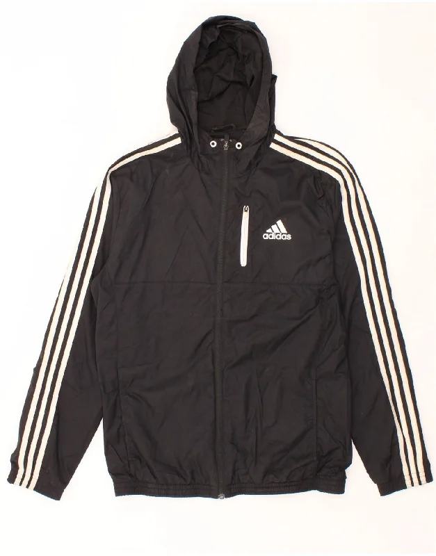 Men's Coats for Big and TallADIDAS Mens Hooded Rain Jacket UK 38 Medium Black Polyester
