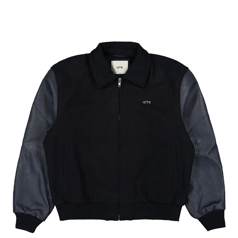 Cool Men's Pea CoatsEmbroidered Flower Varsity Jacket