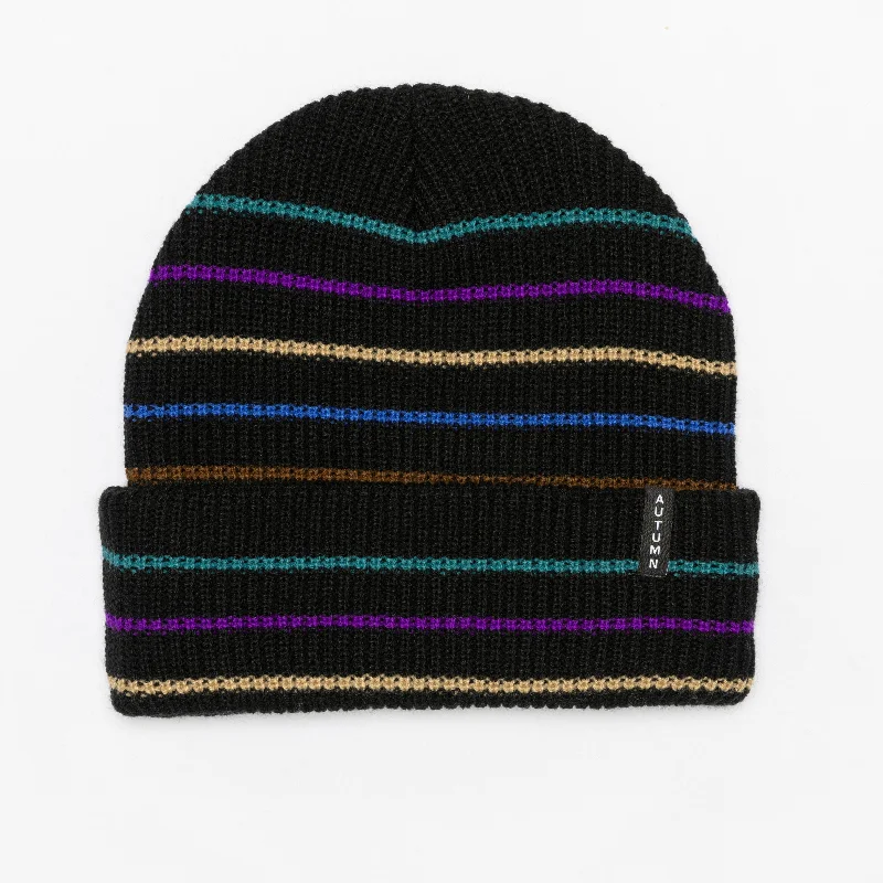 Modern Snapback CapsAUTUMN Multi Stripe Beanie Black