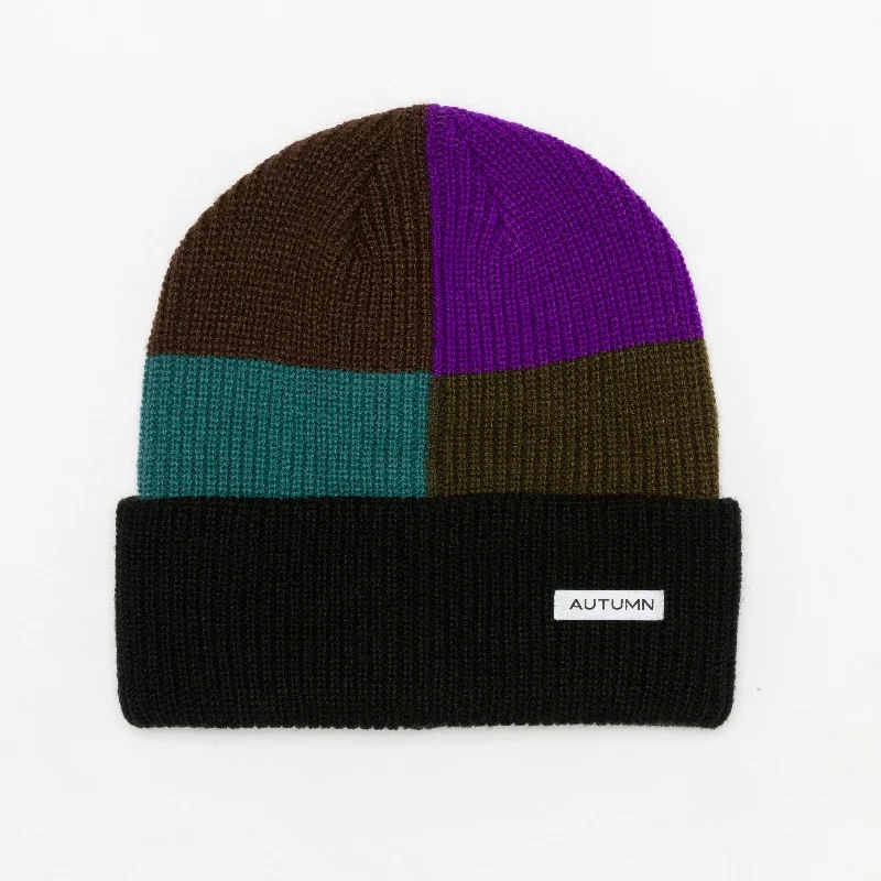 Novelty Trucker HatsAUTUMN Patchwork Beanie Black