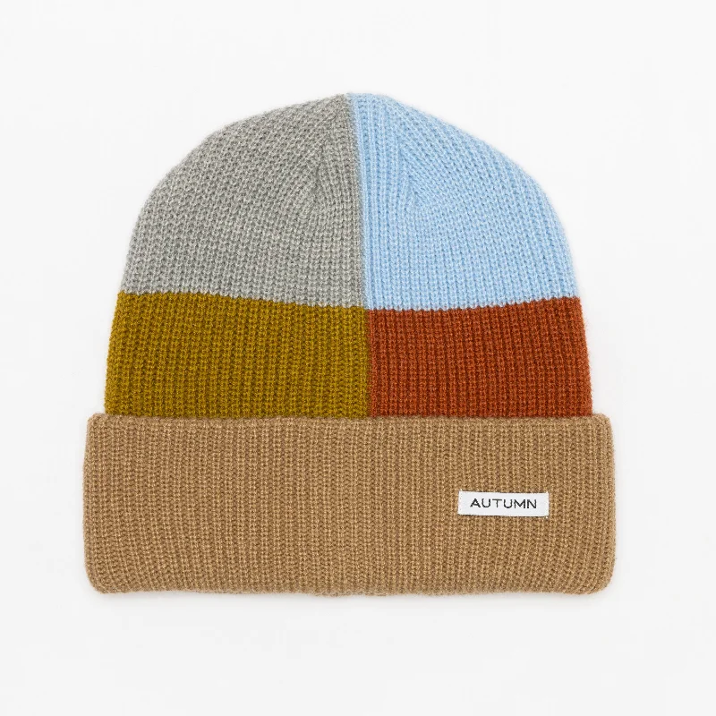 Oversized Bucket HatsAUTUMN Patchwork Beanie Khaki