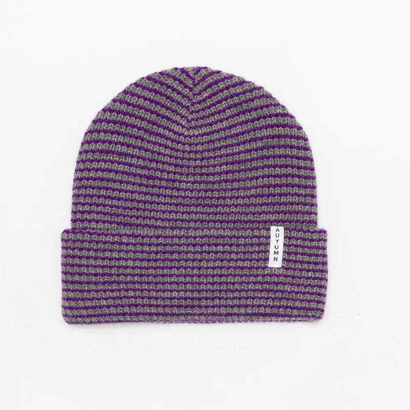Plain Beanie CapsAUTUMN Stripe Youth Beanie Grey