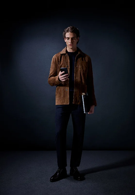 Versatile Men's Pea CoatsSUEDE JACKET WITH BUTTONS