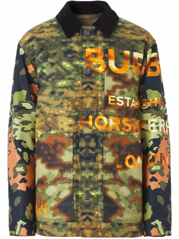 Men's Coats with Vintage StyleCamouflage Logo-Print Jacket
