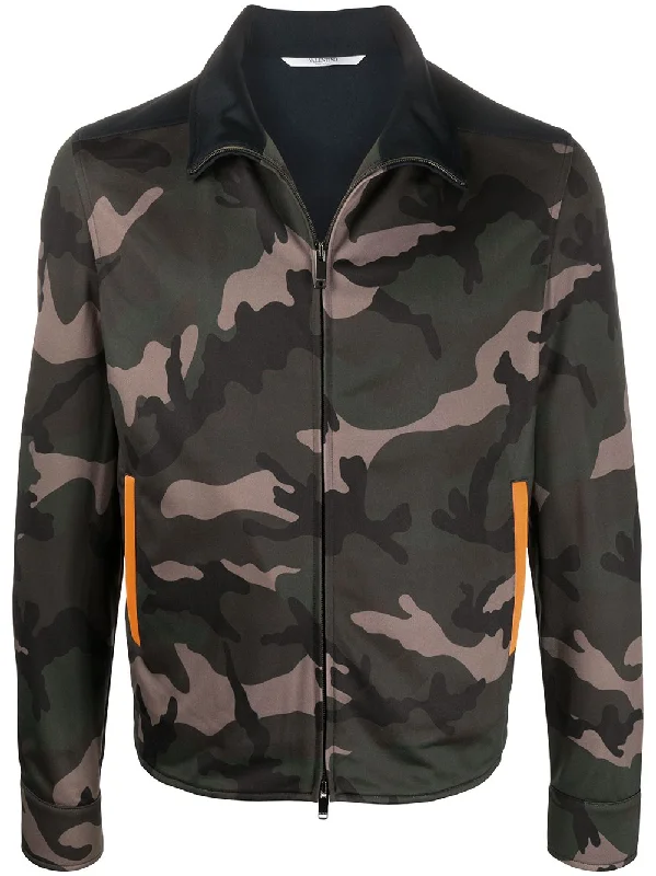 Men's Coats for HikingCamouflage Print Bomber Jacket