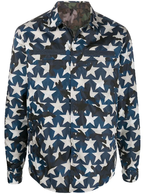 Men's Coats with Water-Repellent FabricCamouflage Star-Print Jacket