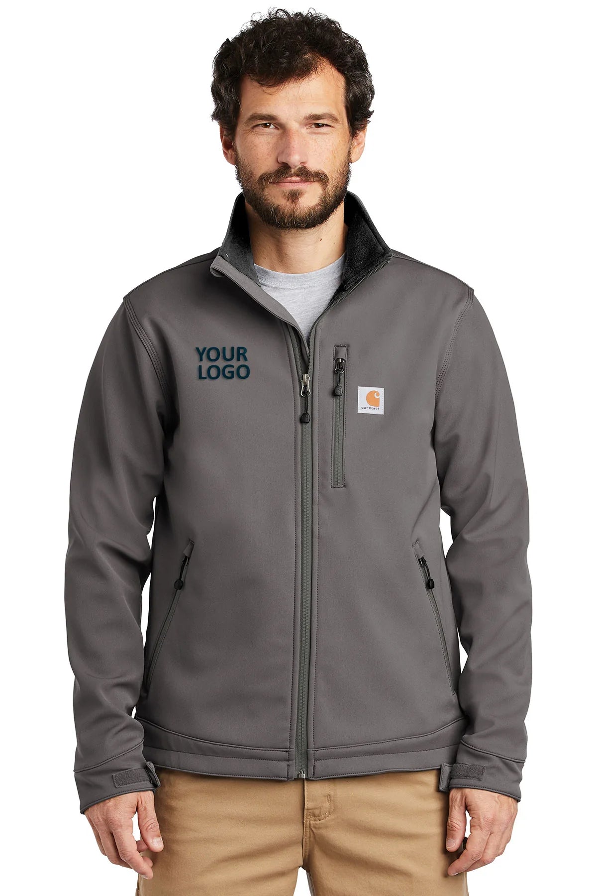 Men's Coats with Chest PocketsCarhartt Crowley Branded Soft Shell Jackets, Charcoal