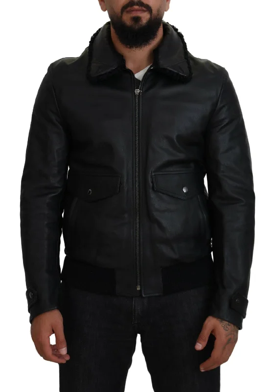 Men's Coats for All SeasonsChic Black Leather Silk-lined Jacket