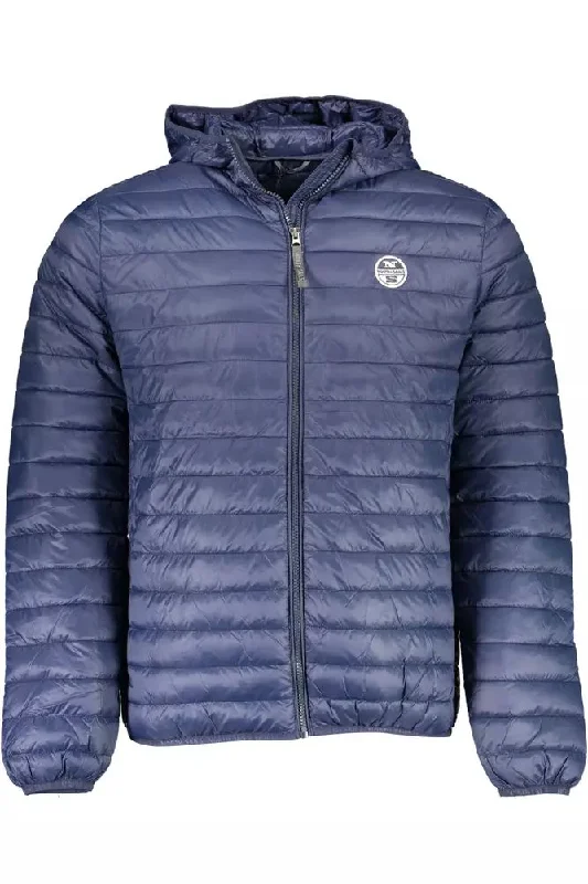 Men's Coats with Quick-Dry FabricBlue Polyamide Men Jacket