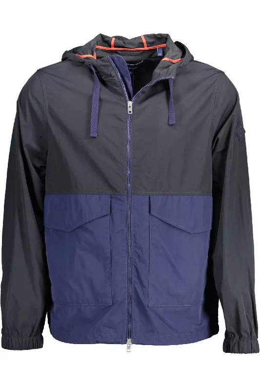Men's Coats with Magnetic ClosuresBlue Polyamide Men Jacket