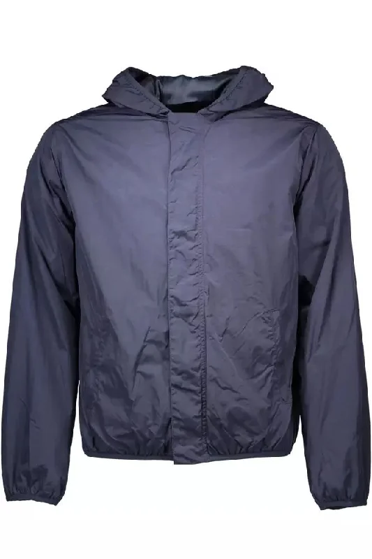 Men's Coats with Magnetic ClosuresBlue Nylon Men Jacket